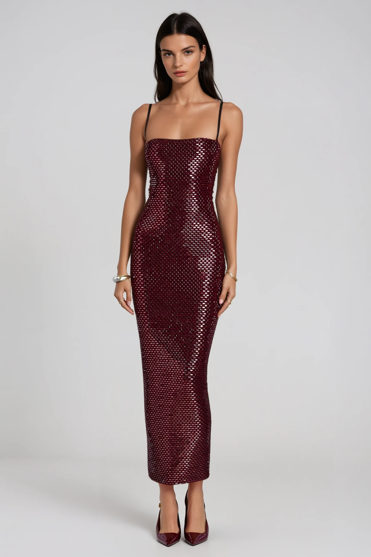 Fionn Spaghetti Crystal Maxi Dress