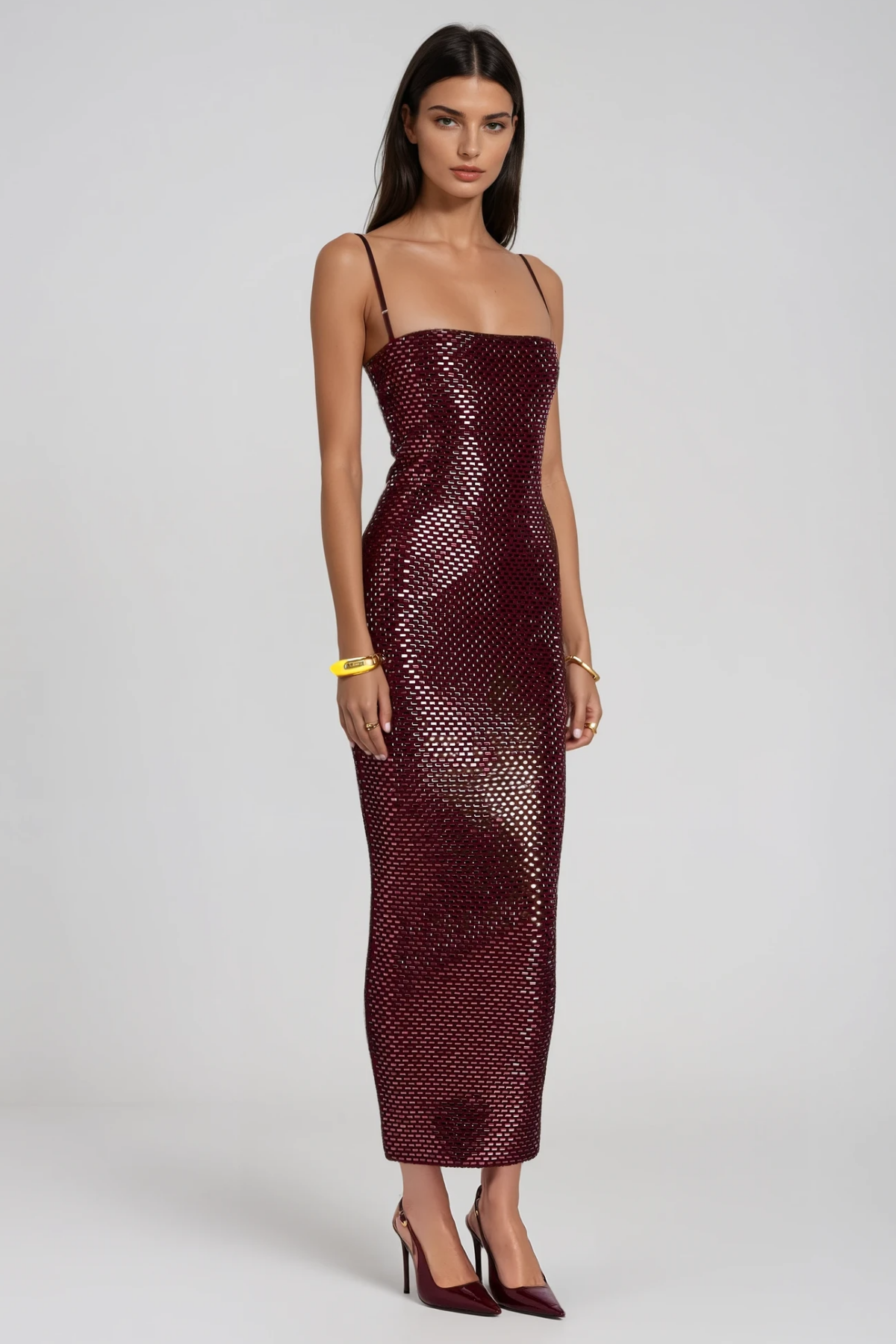 Fionn Spaghetti Crystal Maxi Dress