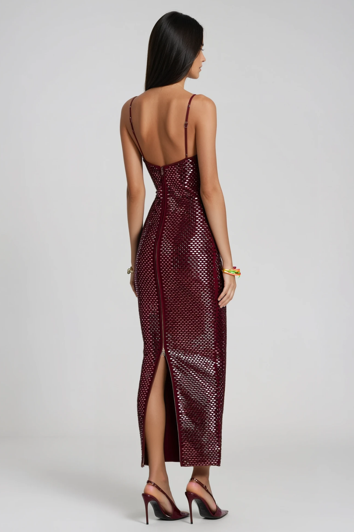 Fionn Spaghetti Crystal Maxi Dress