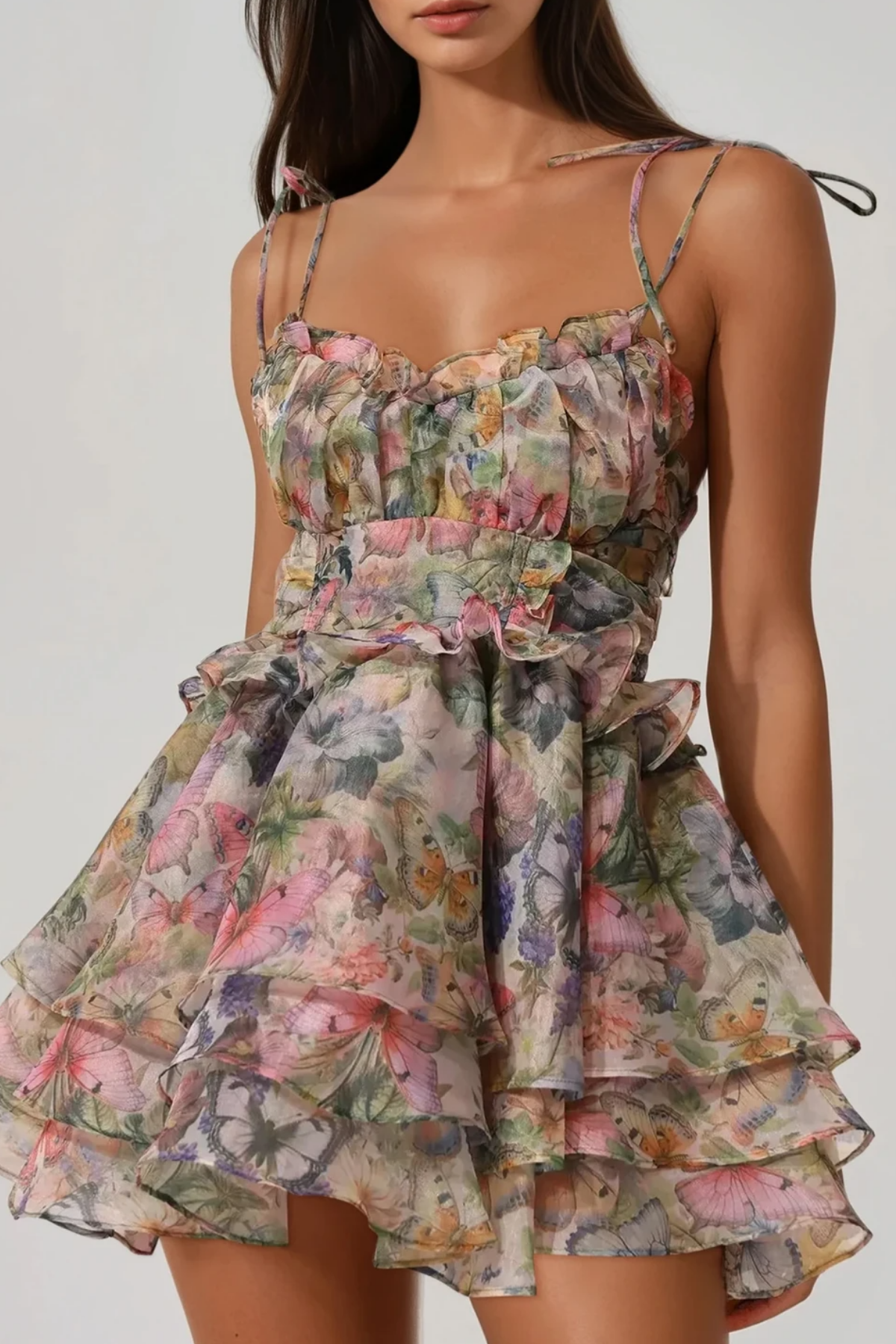 Fionnan Butterfly Ruffle Mini Dress