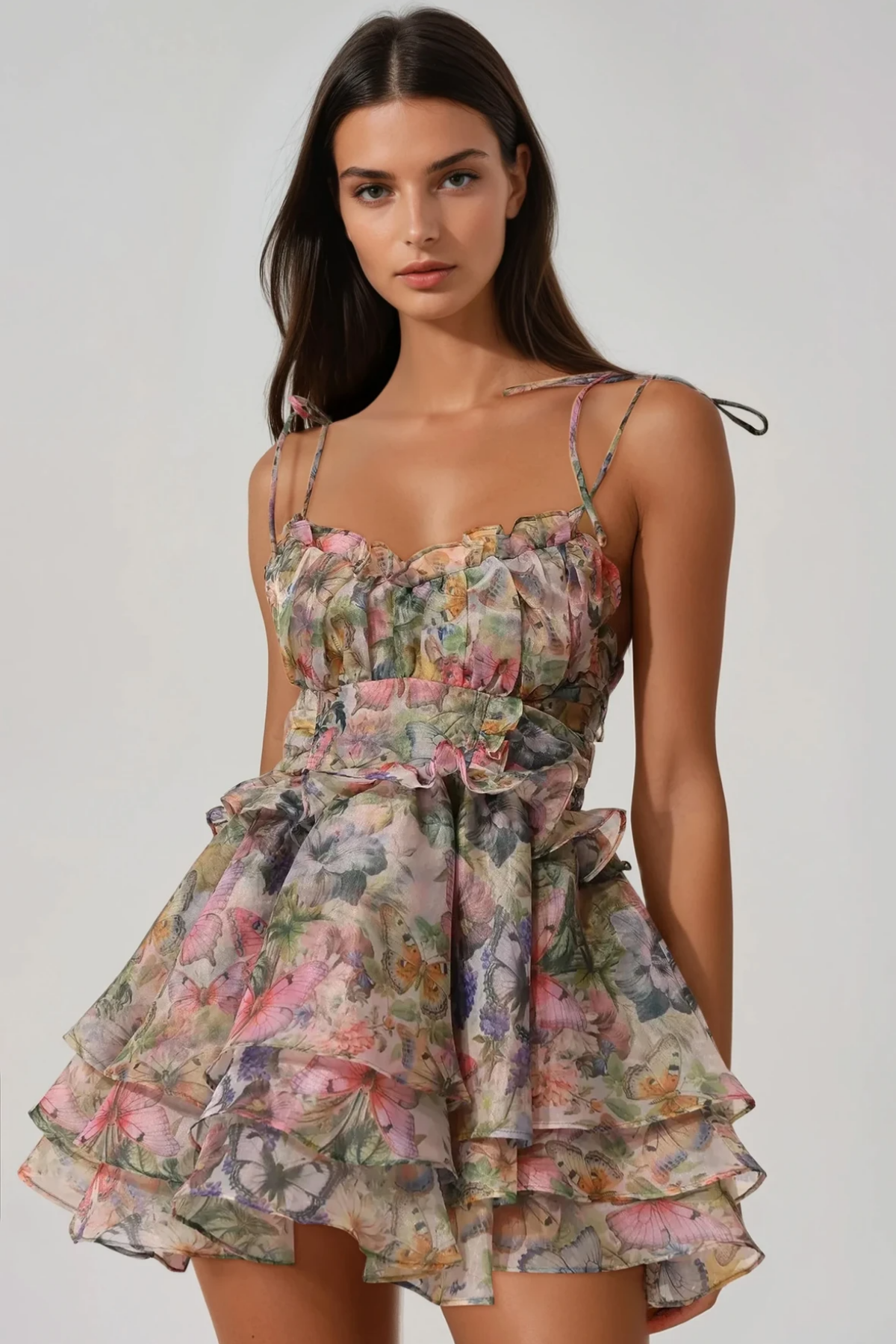 Fionnan Butterfly Ruffle Mini Dress