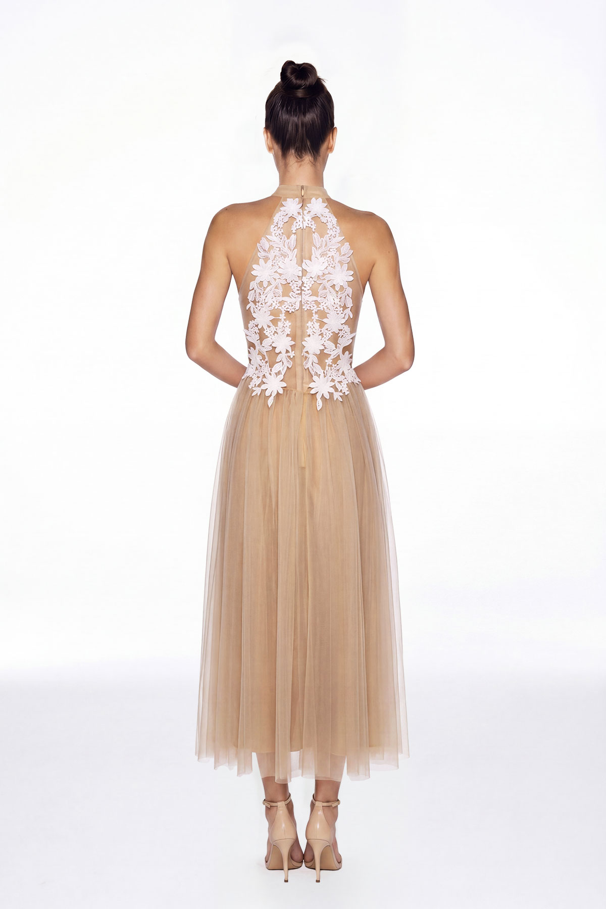 Fionnghal Sleeveless Flower Mesh Maxi Dress
