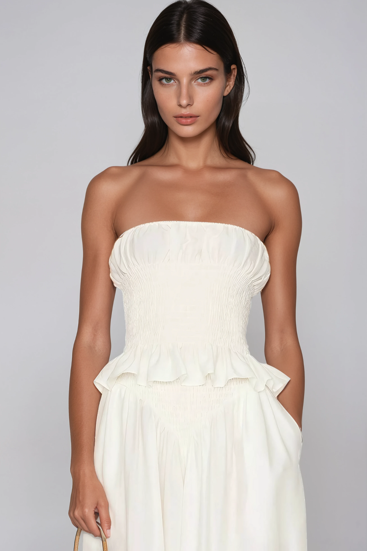 Fionnghuala Strapless Ruch Ruffle Pants Set