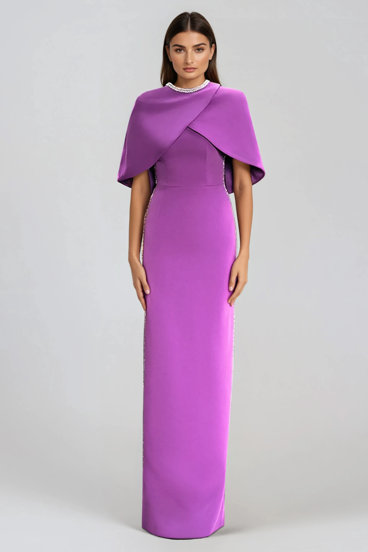 Fionntan Rhinestone Shawl Maxi Dress