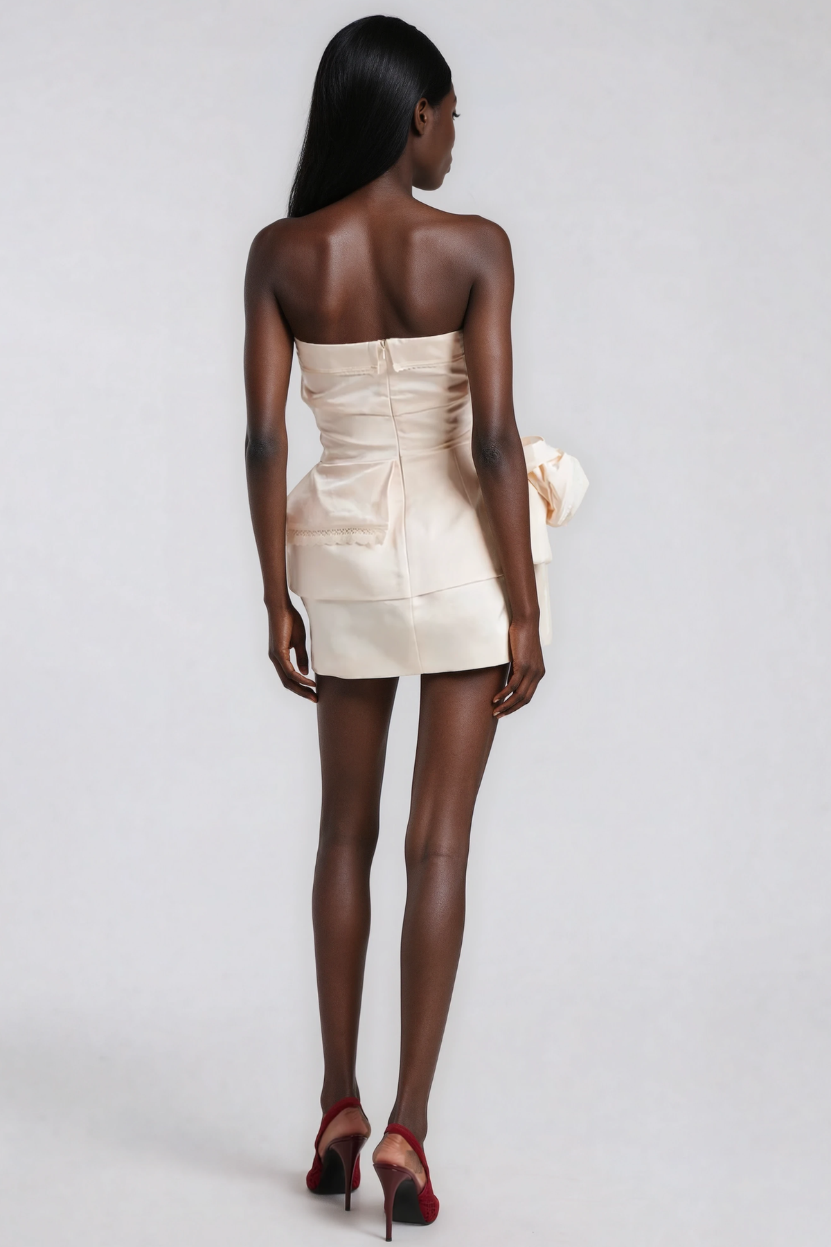 Fioralba Strapless Flower Ruch Mini Dress