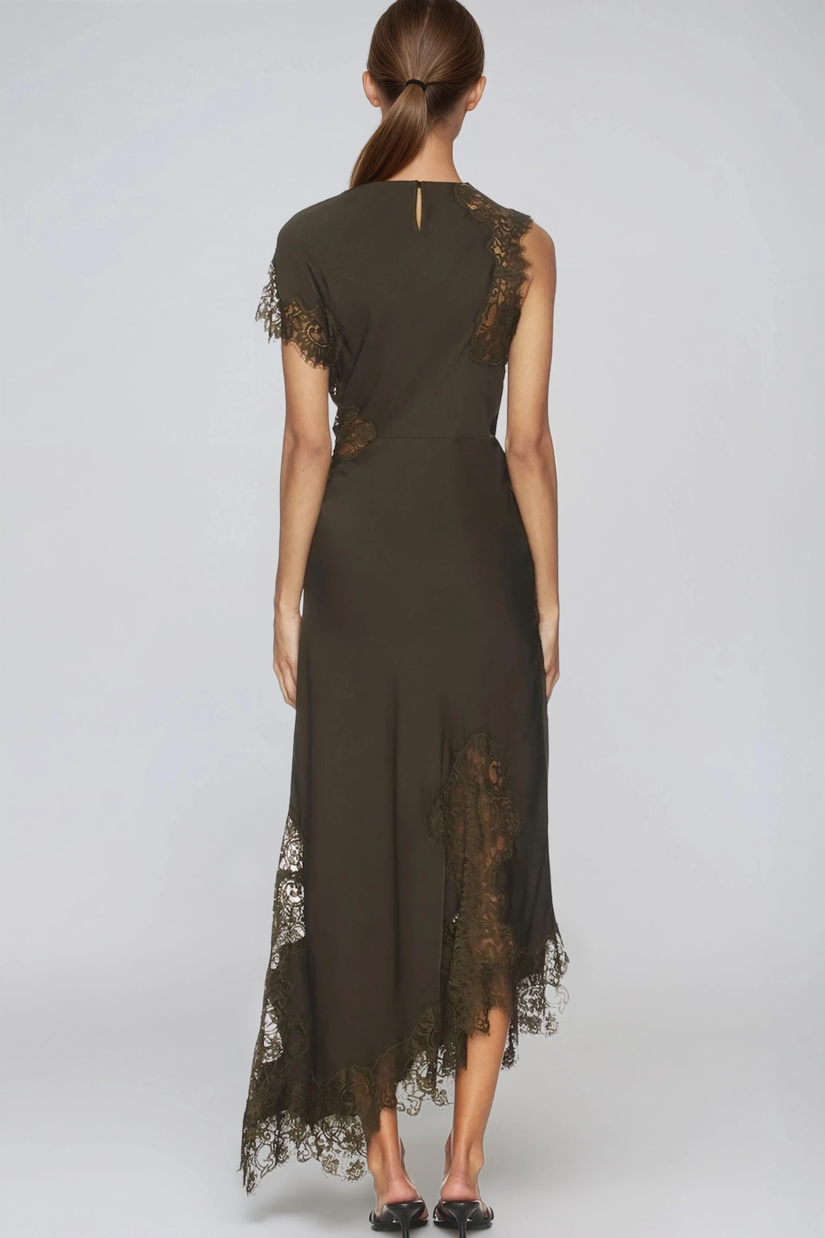 Firdaus Asymmetric Lace Maxi Dress