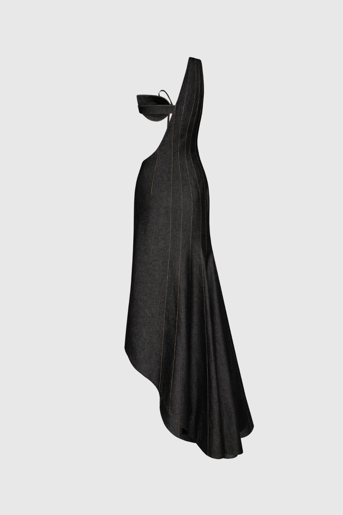 Firdavs One Shoulder Denim Deconstruct Maxi Dress