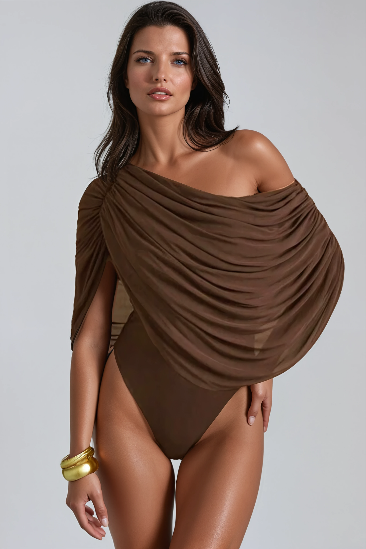 Firdos Draped Mesh Bodysuit