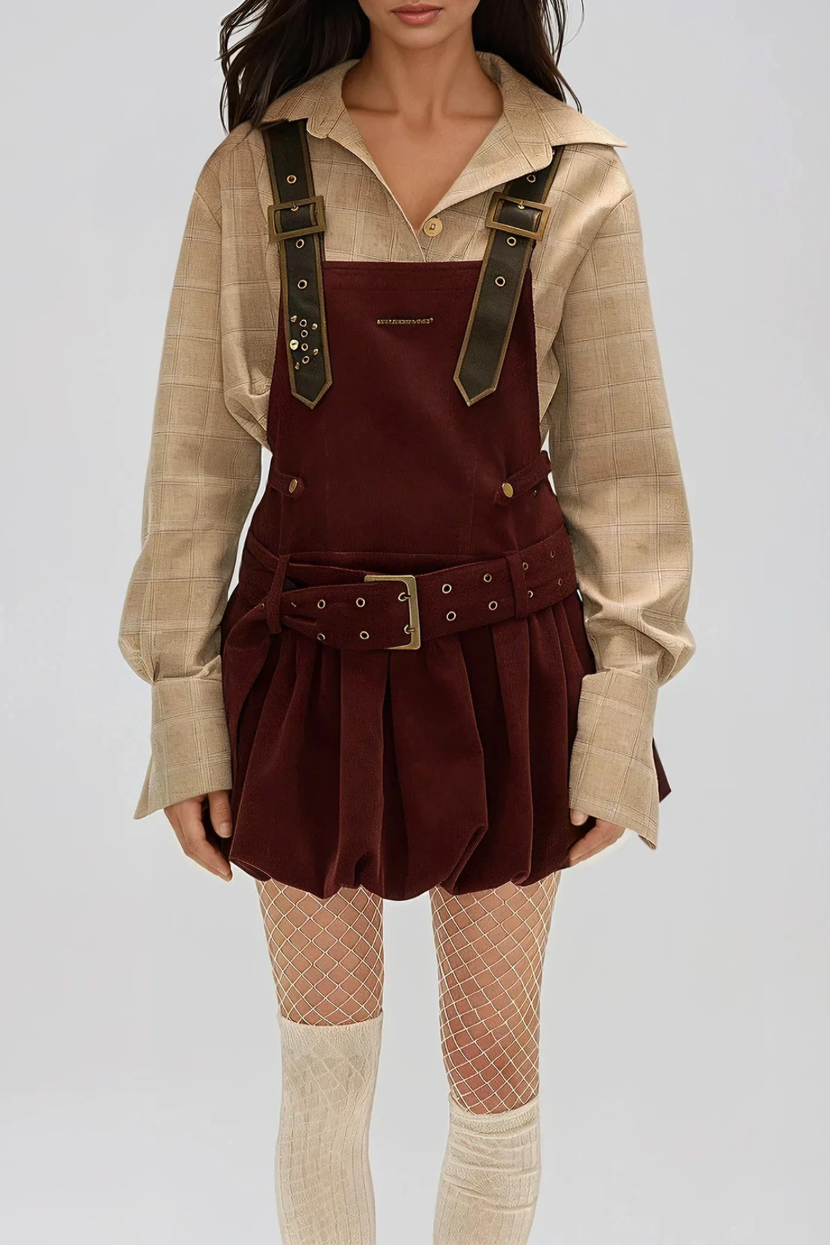 Firminus Buckle Corduroy Mini Dress