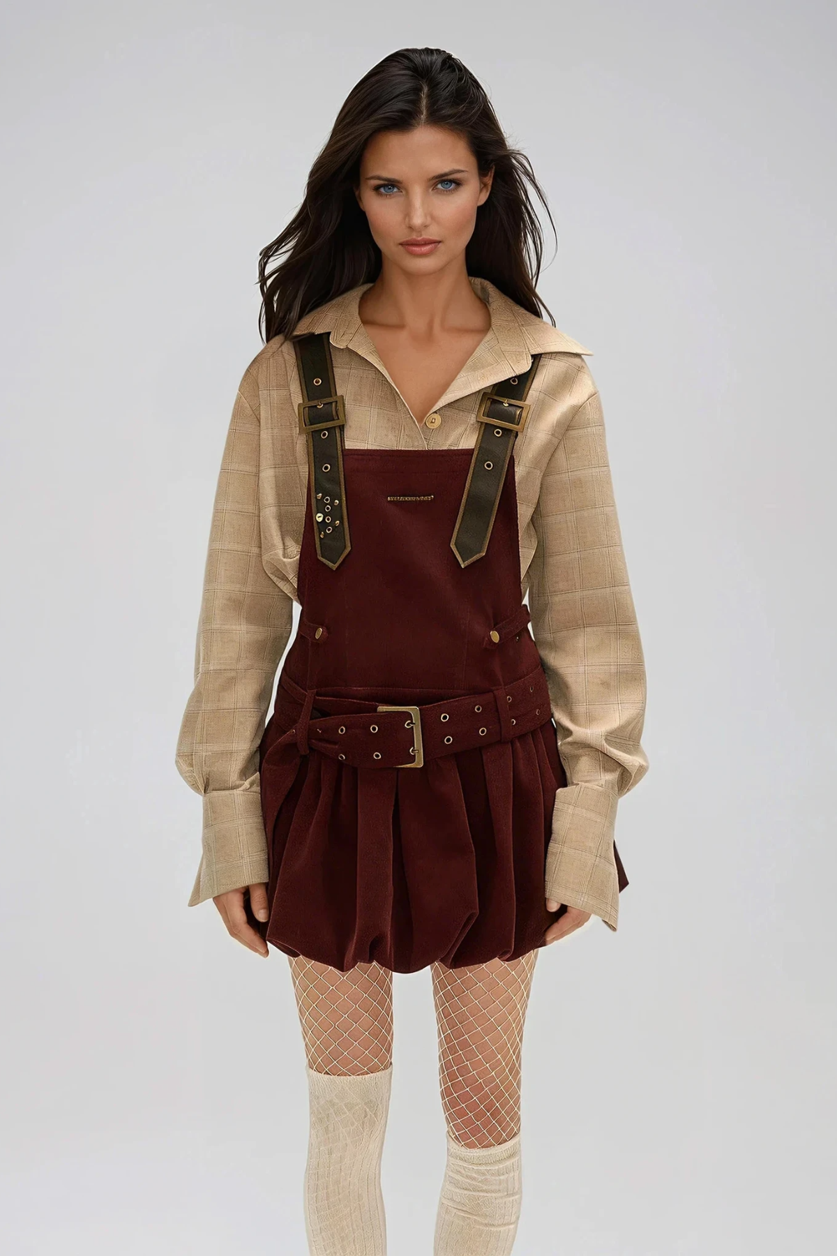 Firminus Buckle Corduroy Mini Dress