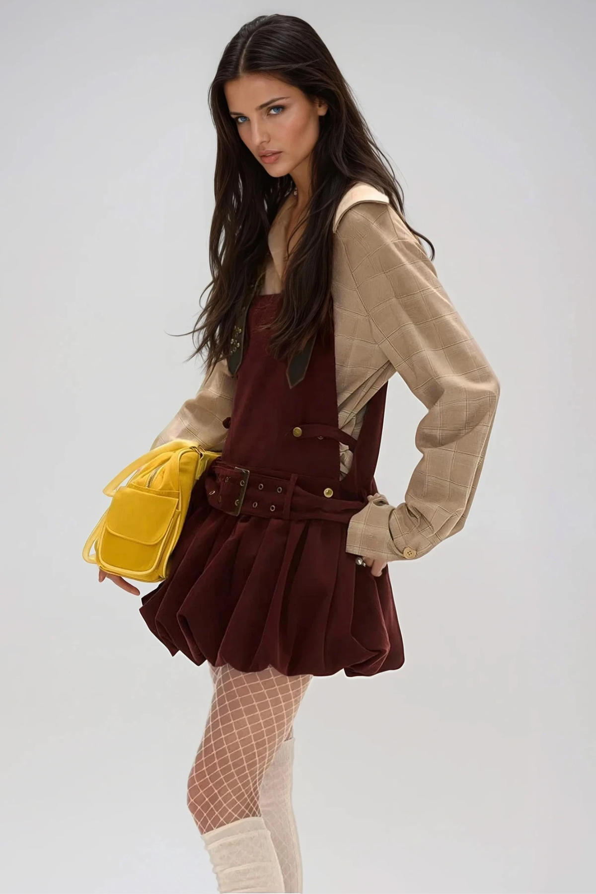 Firminus Buckle Corduroy Mini Dress