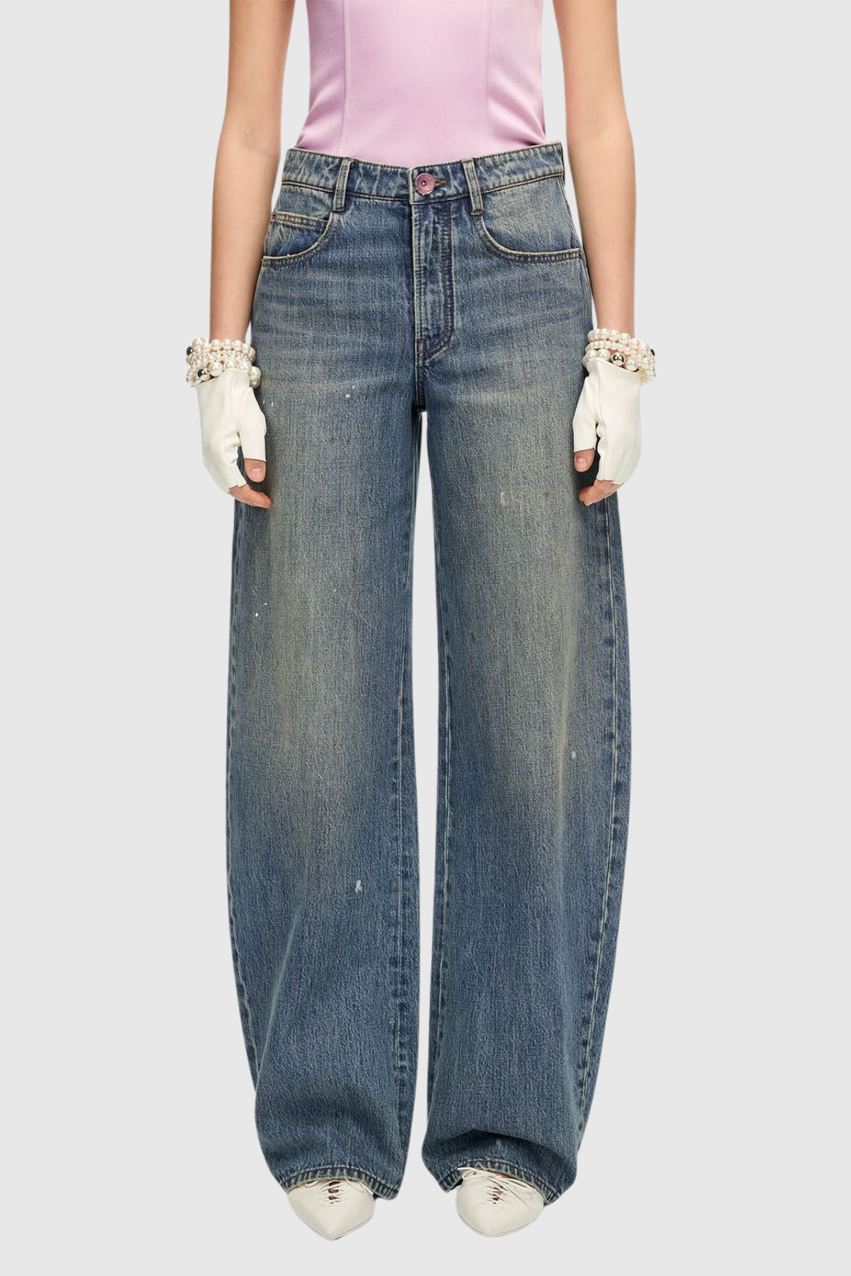 Firoozeh Bow Print Barrel Jeans