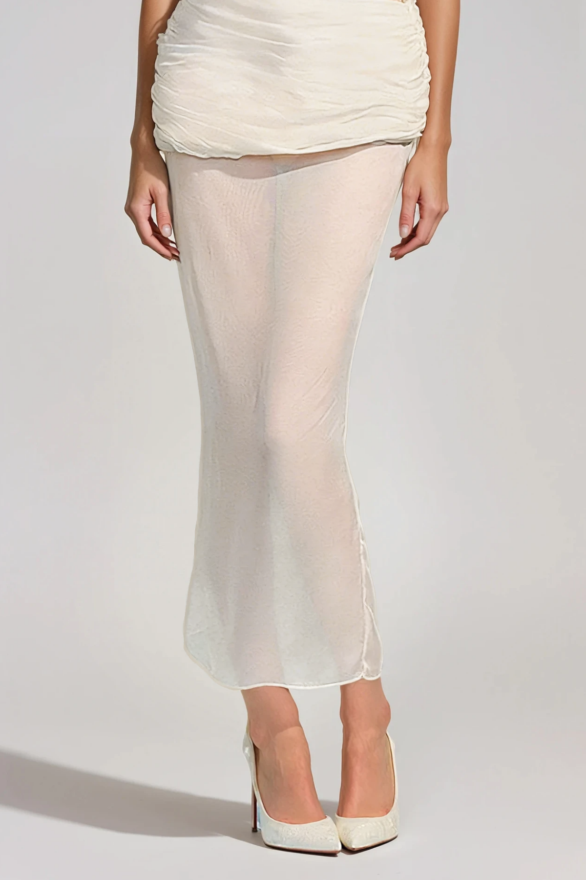 Firuze Off Shoulder Flower Mesh Skirt Set