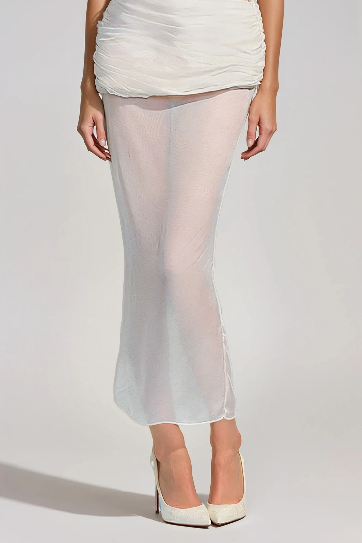 Firuze Off Shoulder Flower Mesh Skirt Set