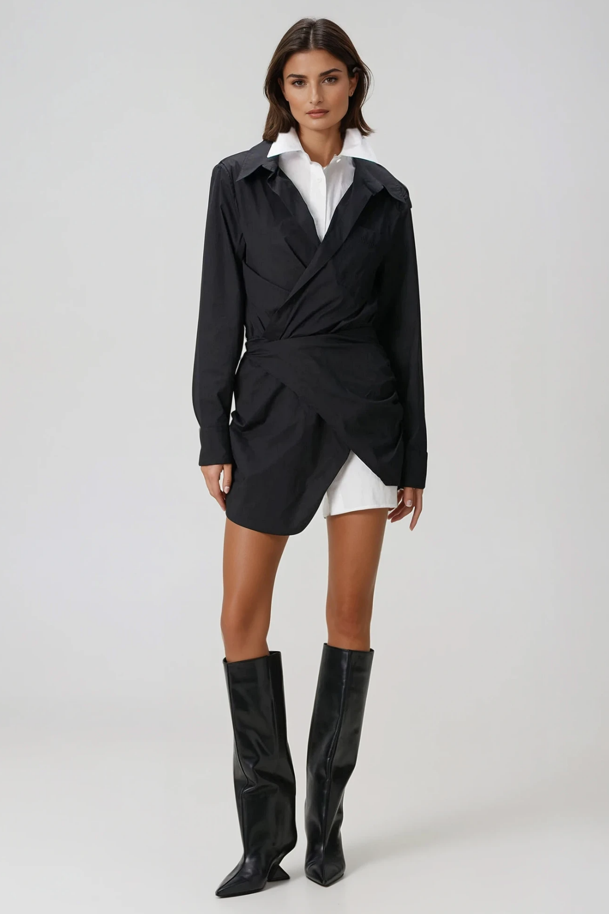 Fishel Colorblock Mini Shirt Dress