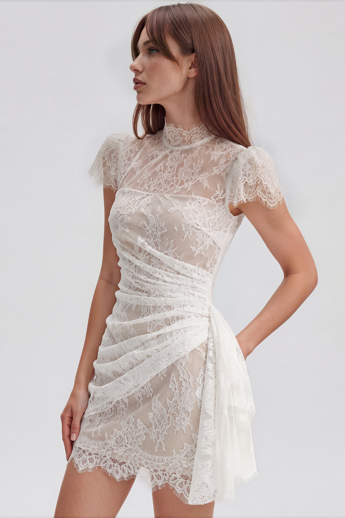 Fisher Ruch Lace Mini Dress In White