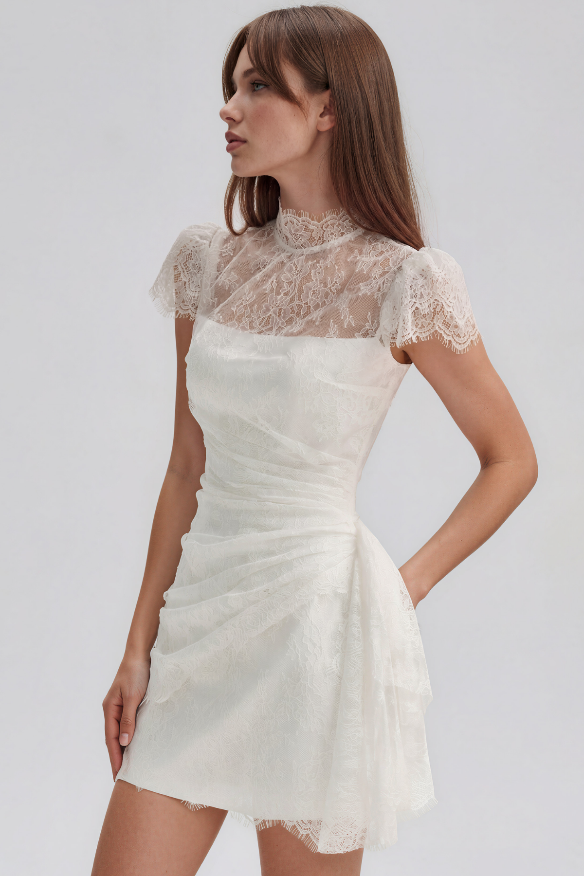 Fisher Ruch Lace Mini Dress In White