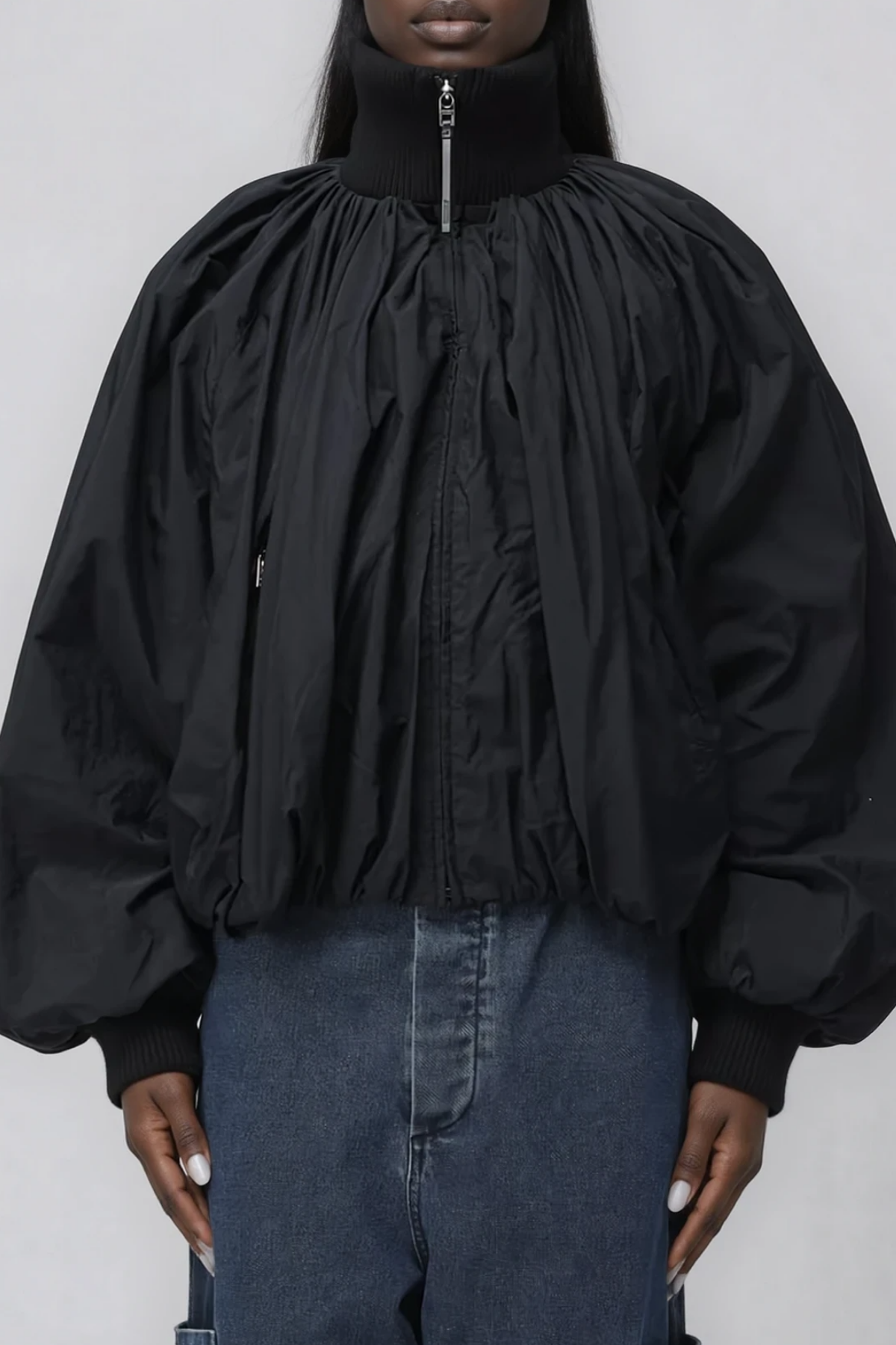 Fishke High Neck Oversized Jacket