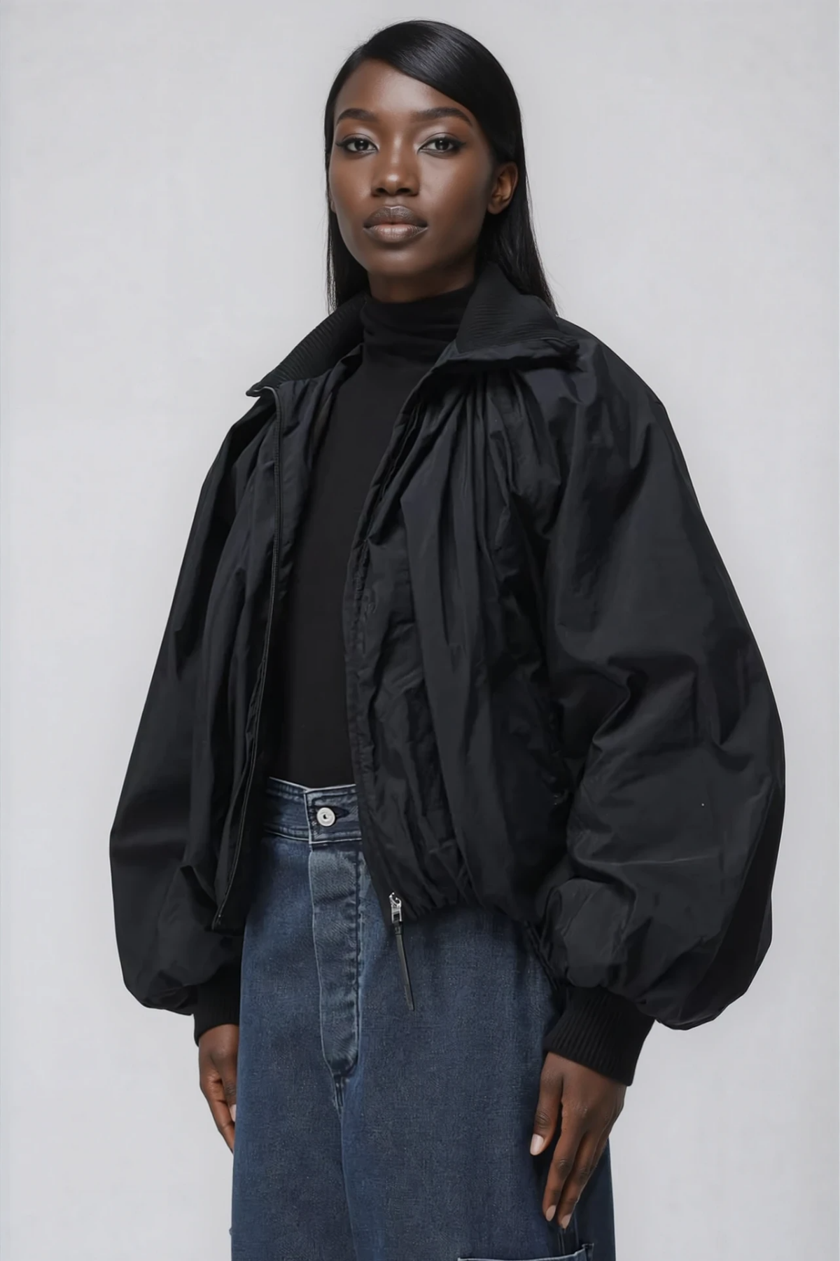 Fishke High Neck Oversized Jacket