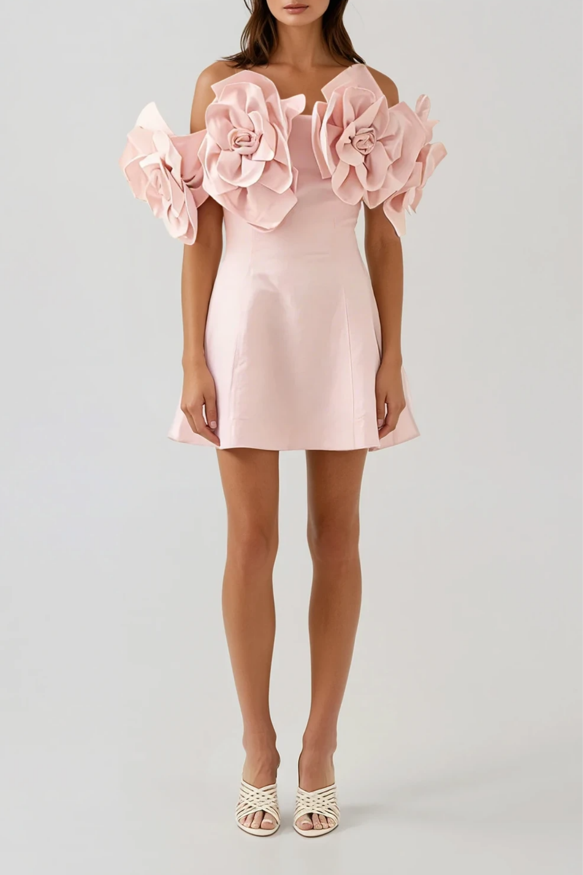 Fito Flower Off Shoulder Mini Dress In Pink