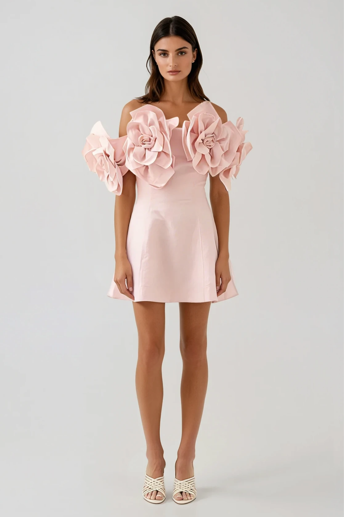 Fito Flower Off Shoulder Mini Dress In Pink