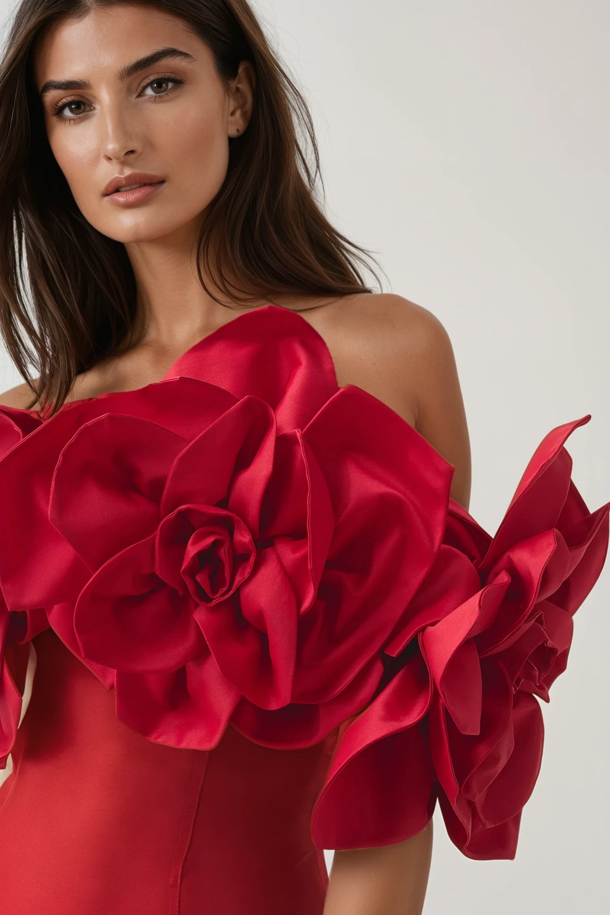 Fito Flower Off Shoulder Mini Dress In Red