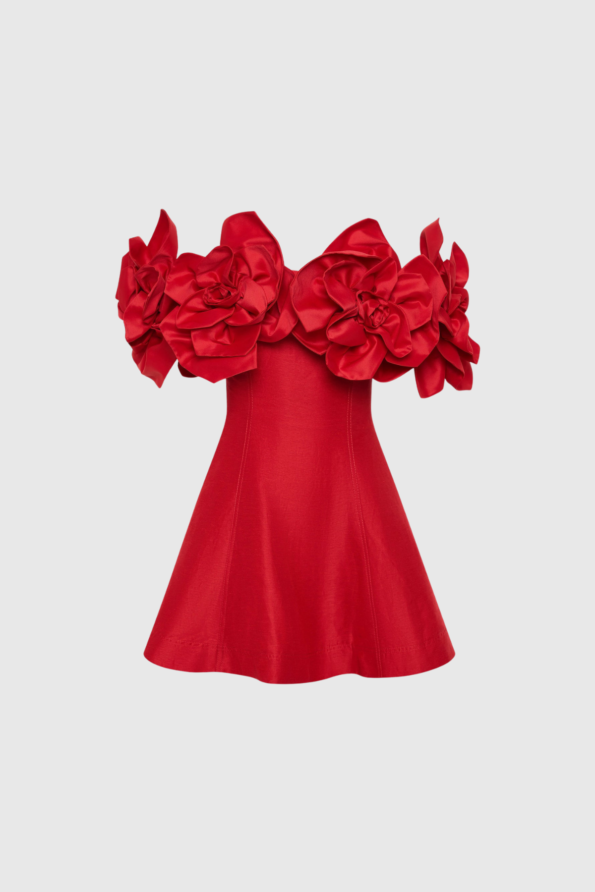 Fito Flower Off Shoulder Mini Dress In Red