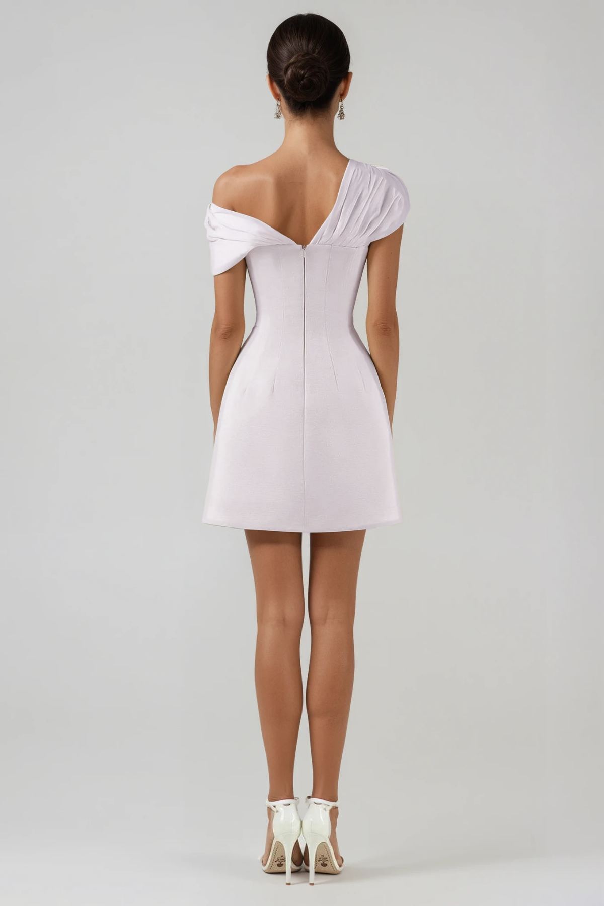 Fitzwilliam One Shoulder Ruch Mini Dress In Blush