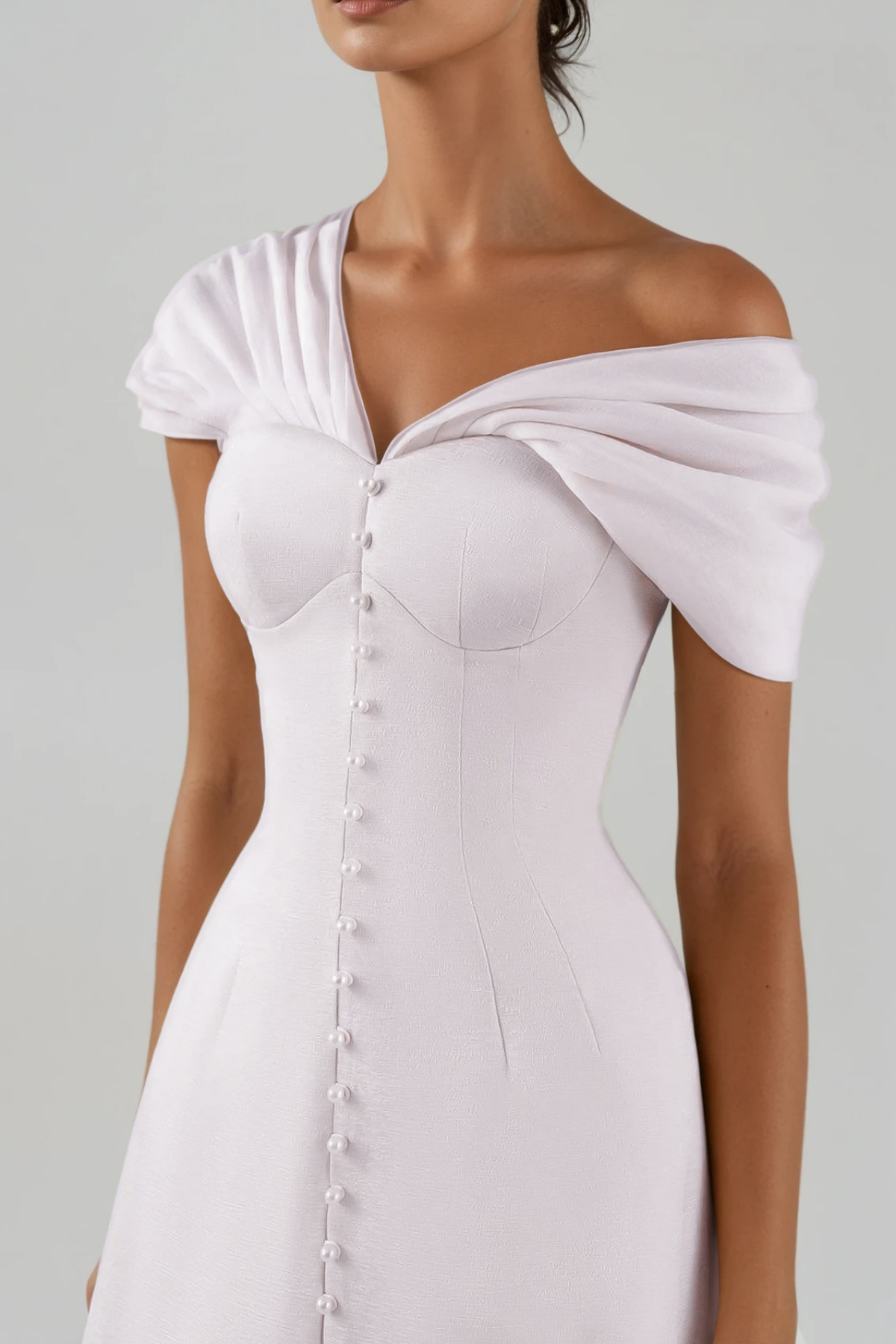 Fitzwilliam One Shoulder Ruch Mini Dress In Blush