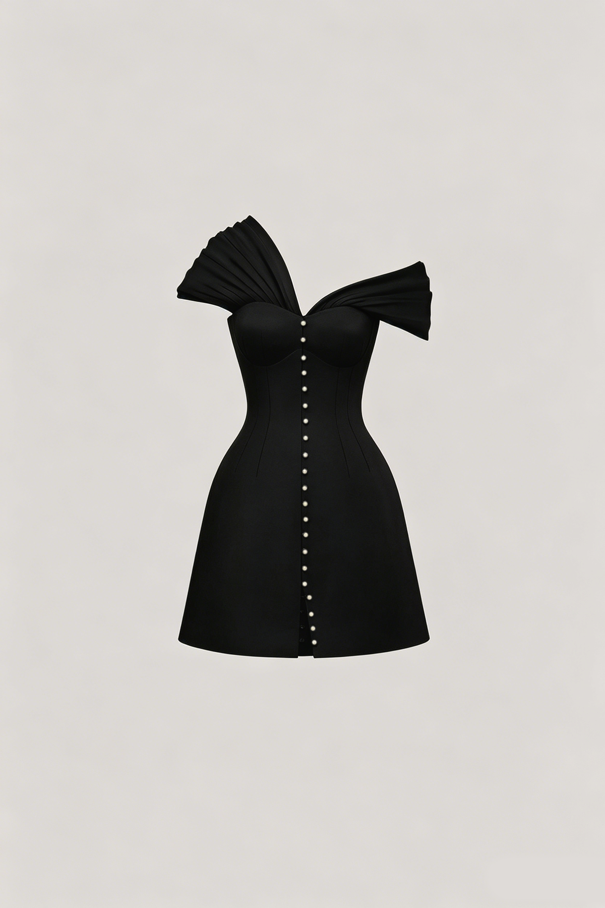 Fitzwilliam One Shoulder Ruch Mini Dress In Black