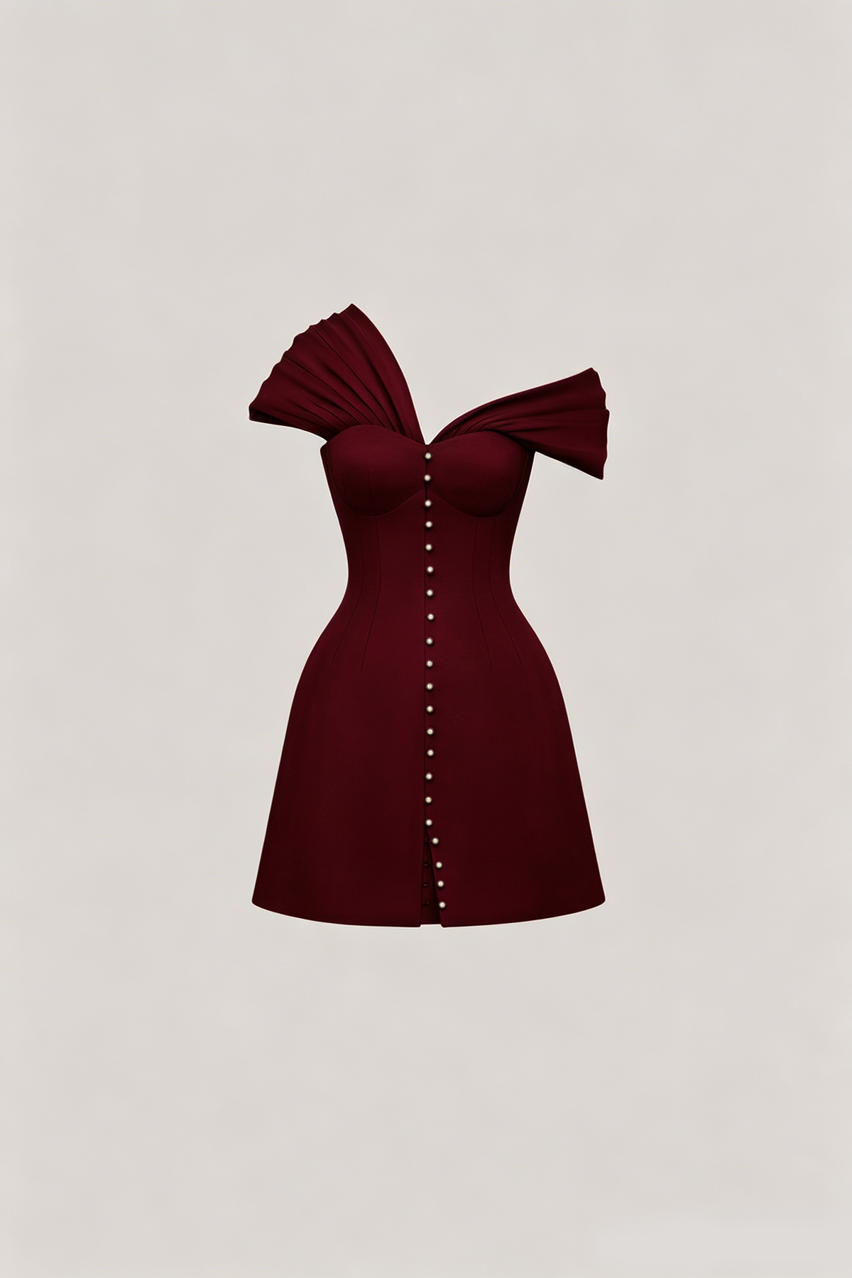 Fitzwilliam One Shoulder Ruch Mini Dress In Wine