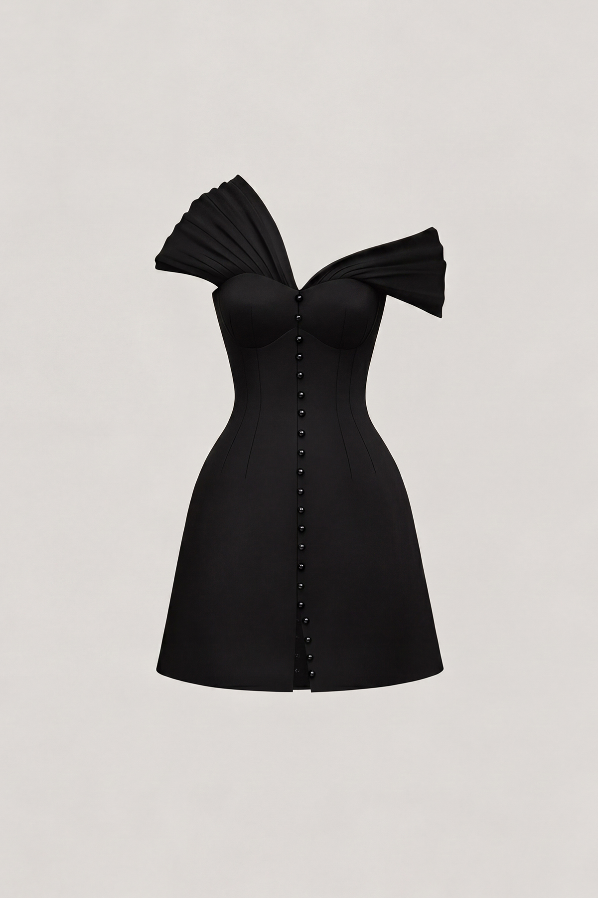 Fitzwilliam One Shoulder Ruch Mini Dress In Black