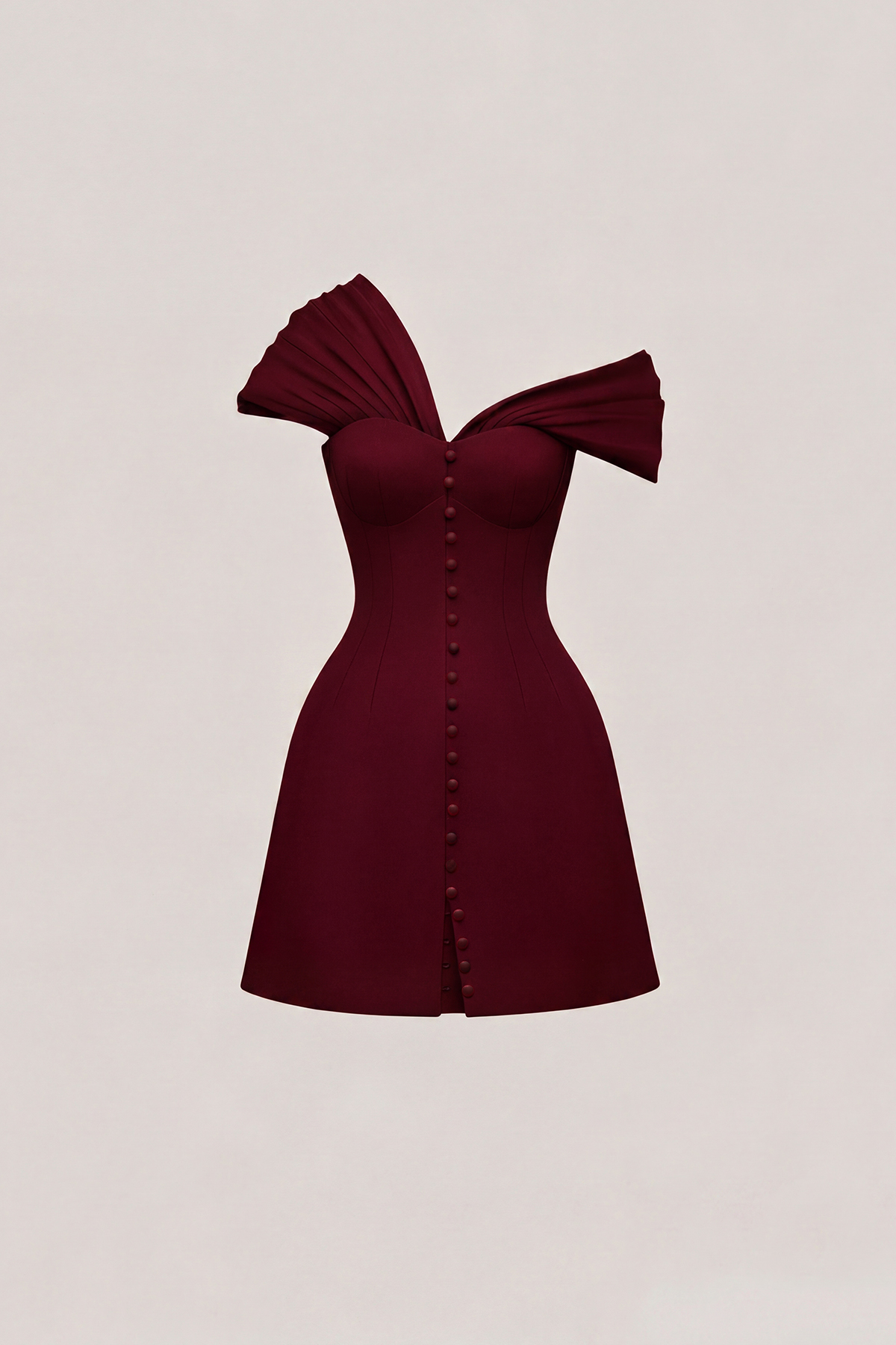 Fitzwilliam One Shoulder Ruch Mini Dress In Wine
