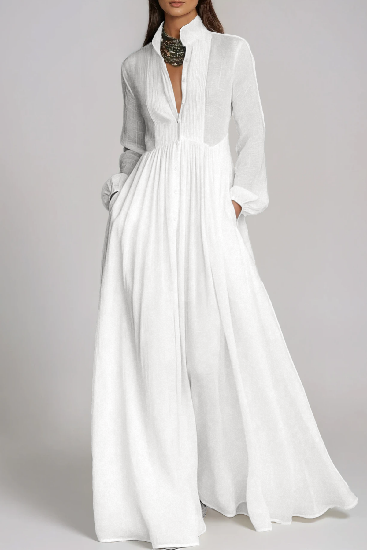 Fizza Plunge Ruch Maxi Dress