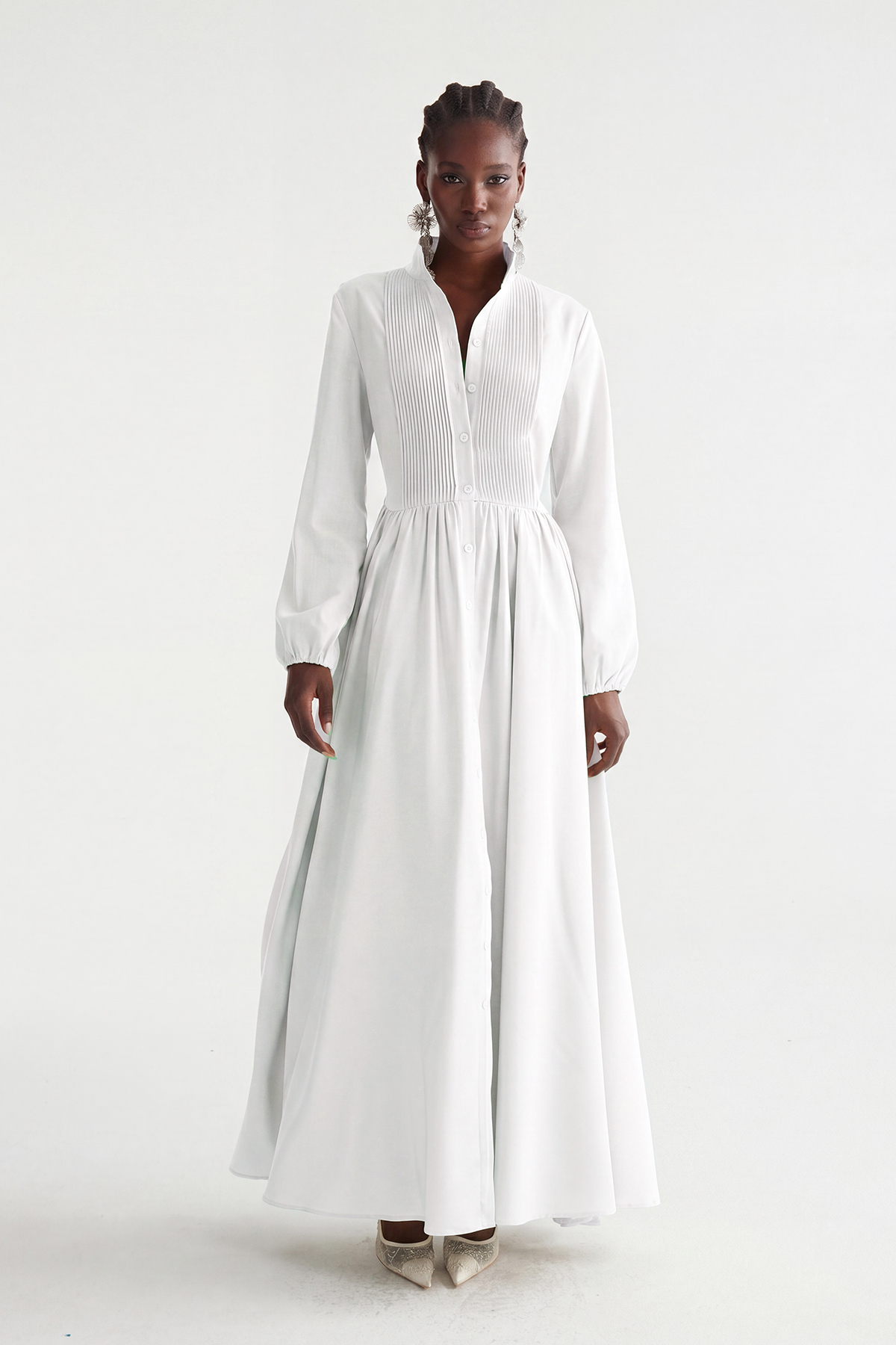 Fizza Plunge Ruch Maxi Dress