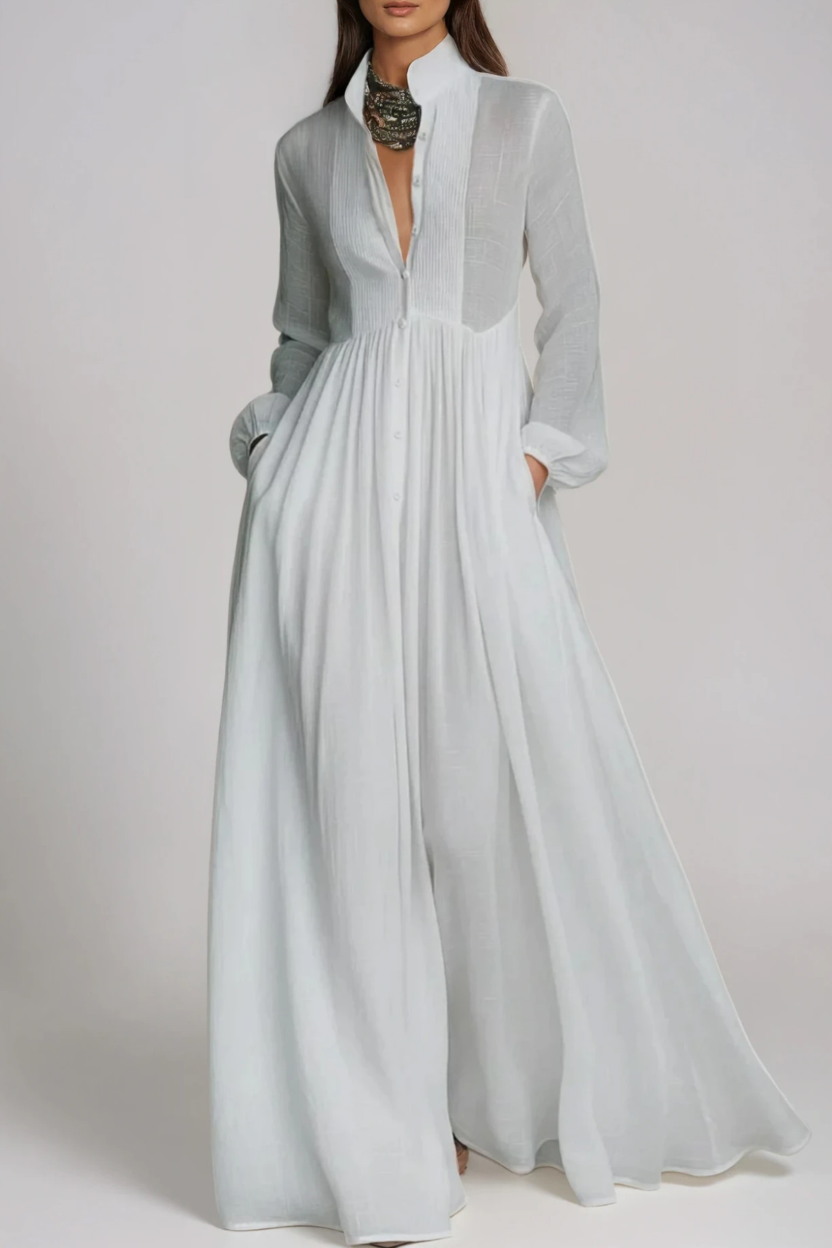 Fizza Plunge Ruch Maxi Dress