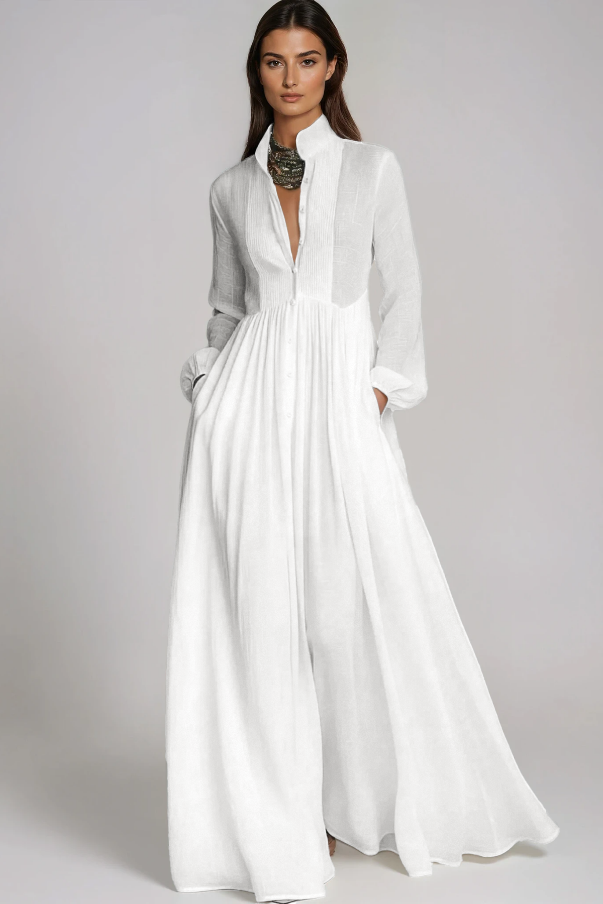 Fizza Plunge Ruch Maxi Dress