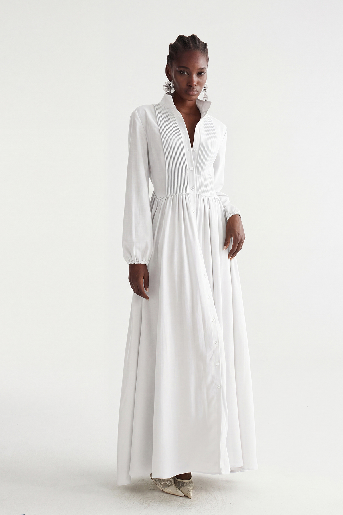 Fizza Plunge Ruch Maxi Dress