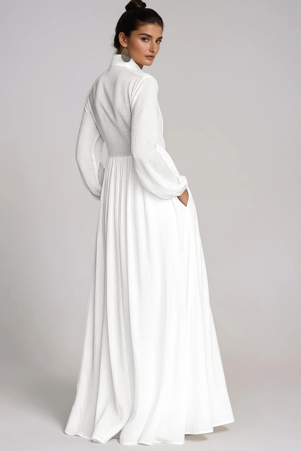 Fizza Plunge Ruch Maxi Dress