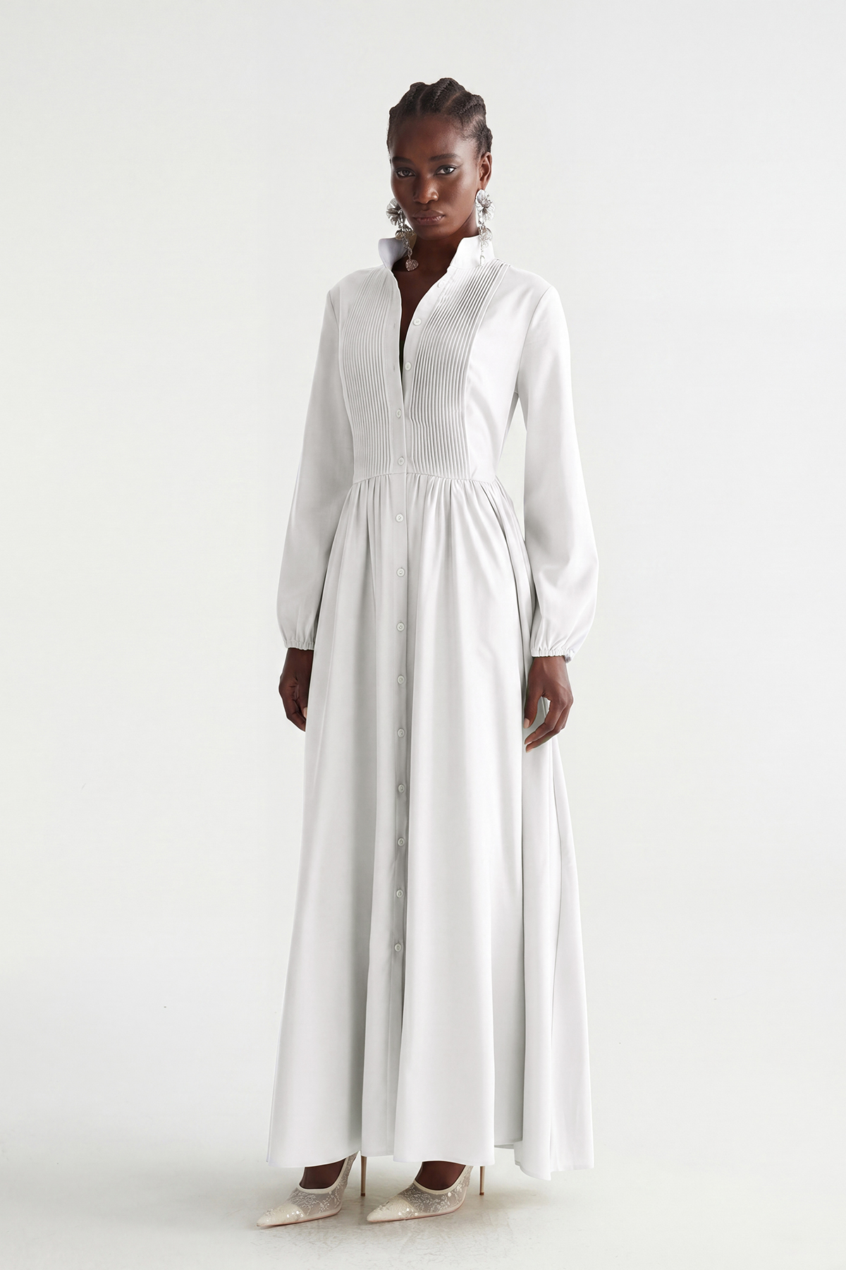 Fizza Plunge Ruch Maxi Dress
