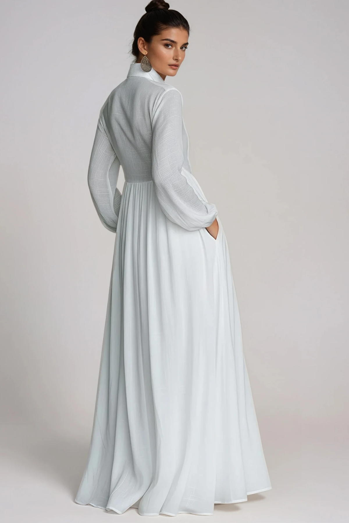 Fizza Plunge Ruch Maxi Dress