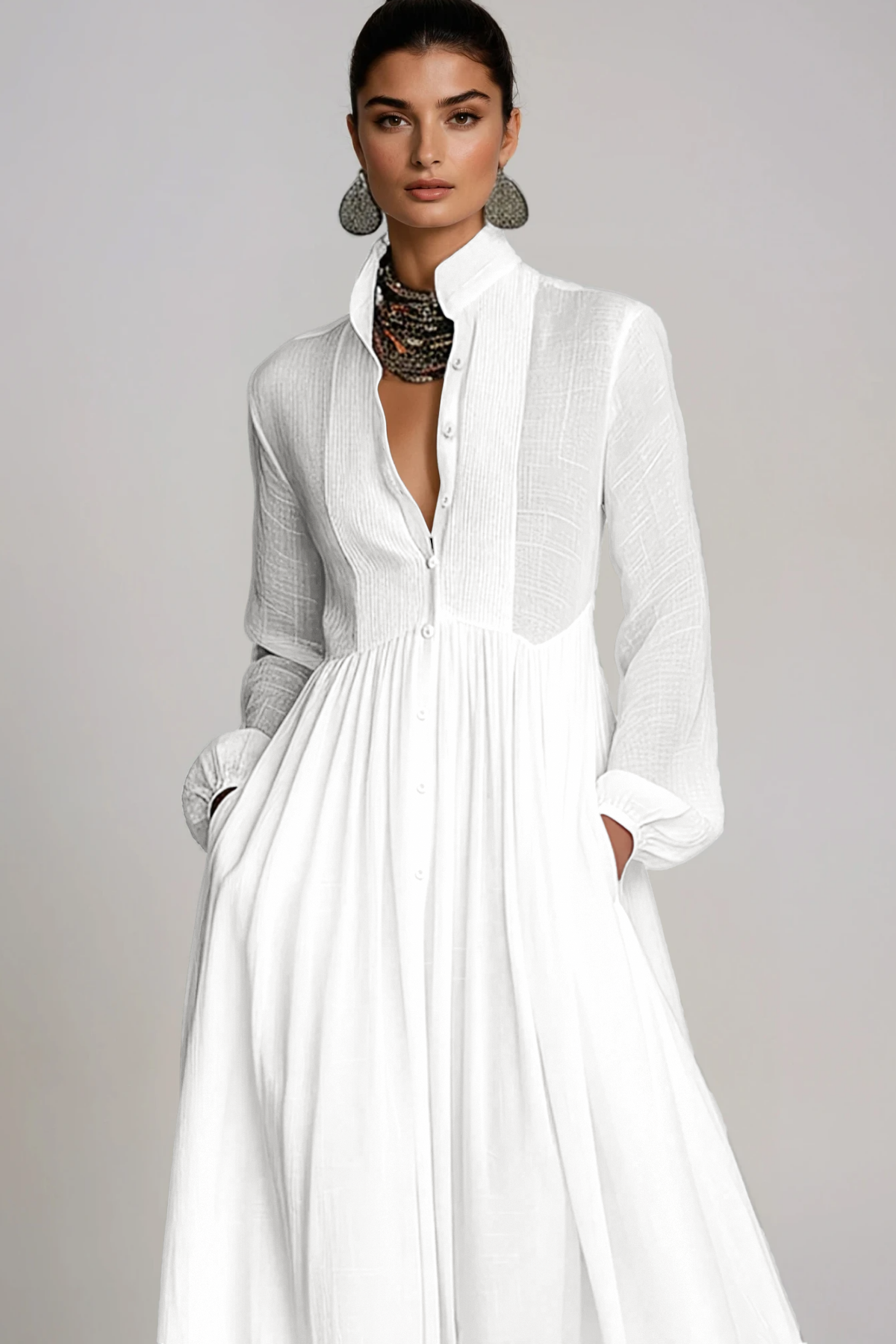 Fizza Plunge Ruch Maxi Dress