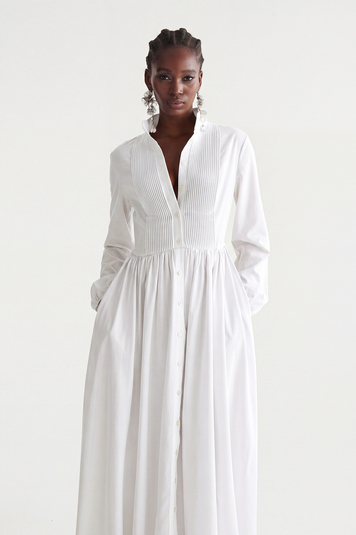 Fizza Plunge Ruch Maxi Dress