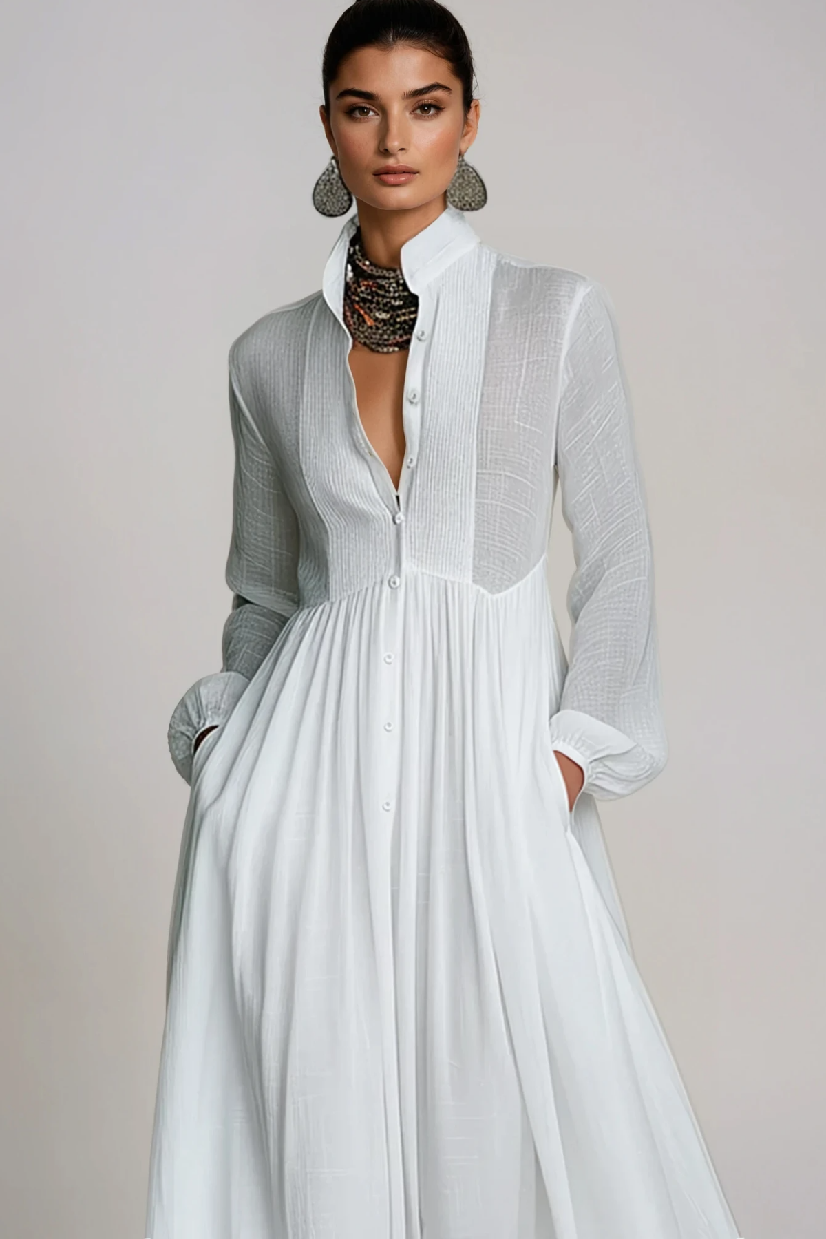 Fizza Plunge Ruch Maxi Dress