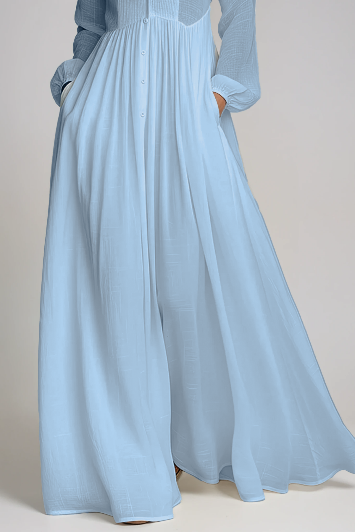 Fizza Plunge Ruch Maxi Dress In Blue