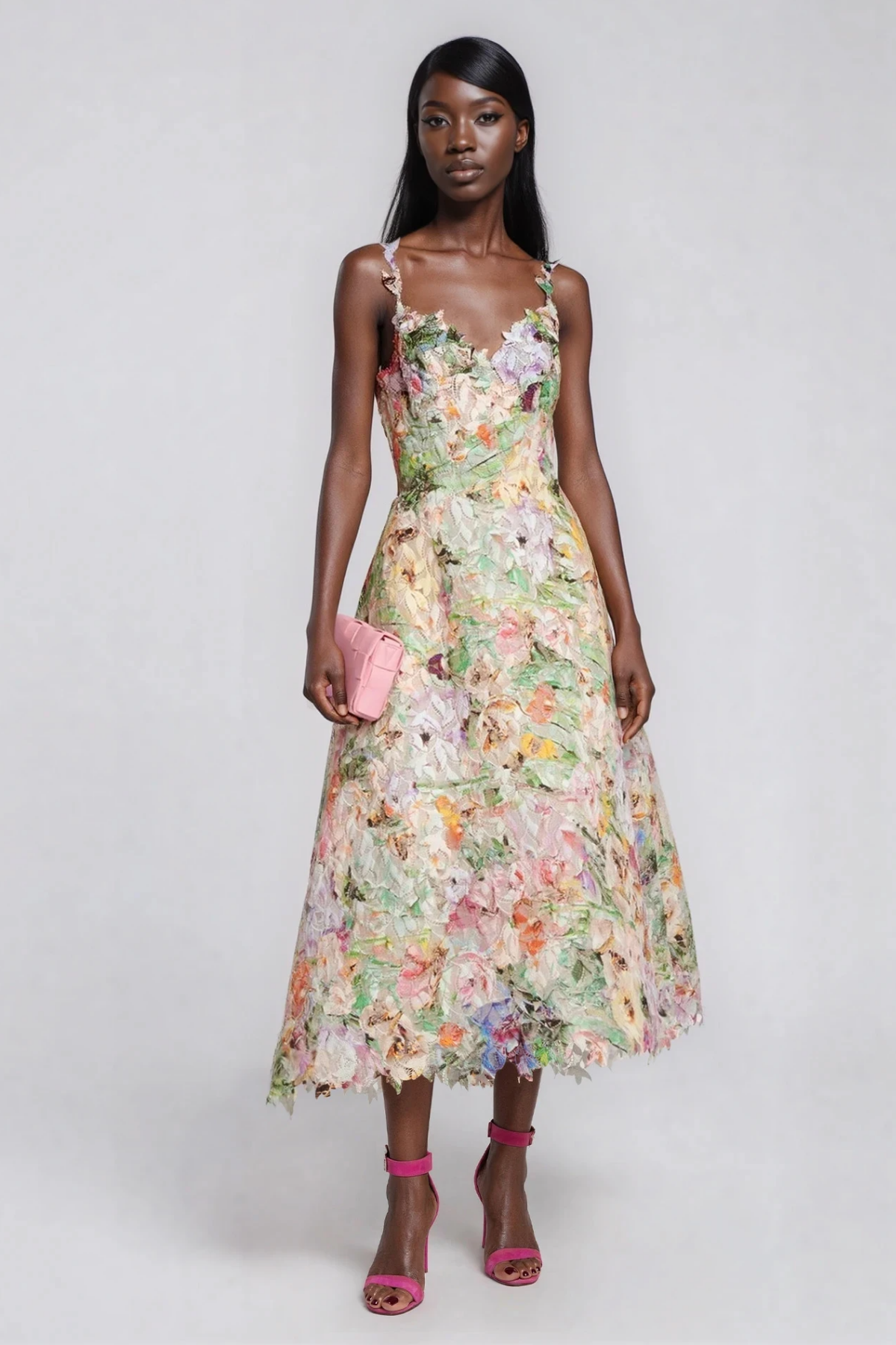 Flaithri Spaghetti Floral Midi Dress