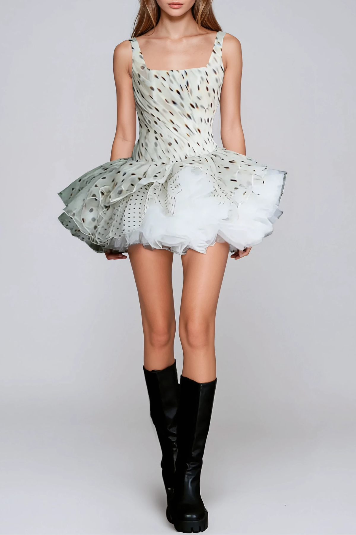 Flaminio Dot Puffy Mini Dress