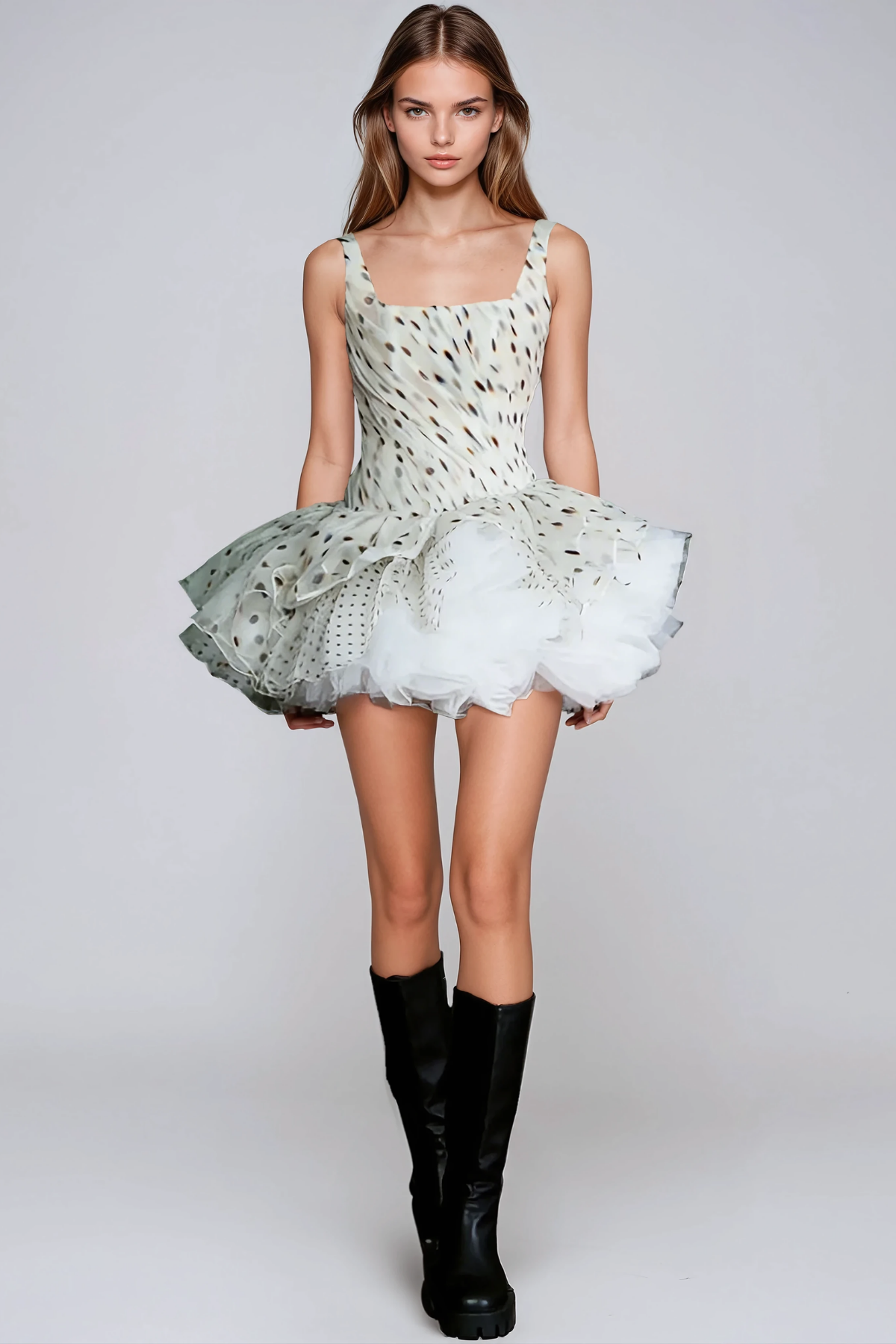 Flaminio Dot Puffy Mini Dress