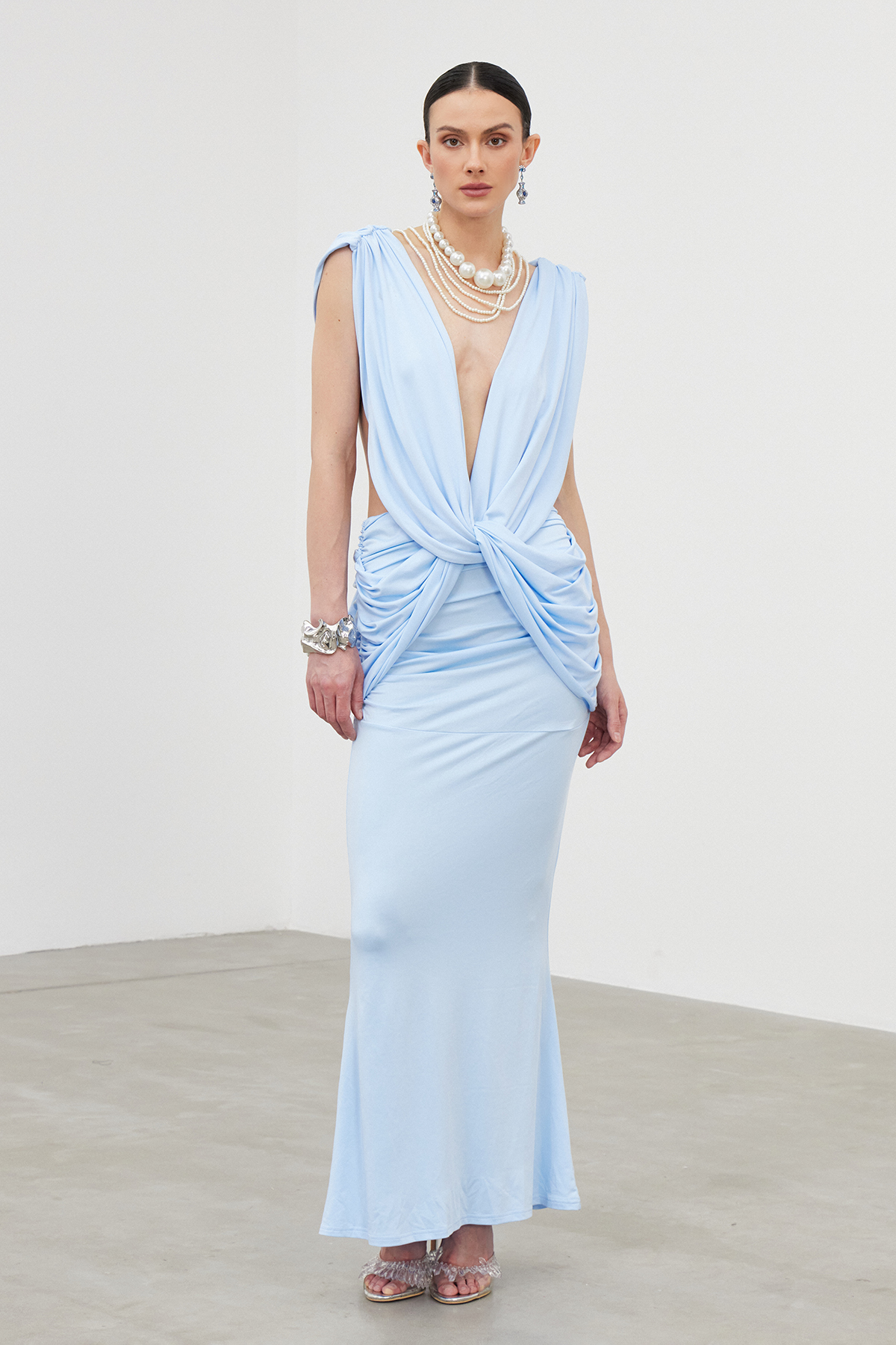 Flavian Plunge Twist Maxi Dress