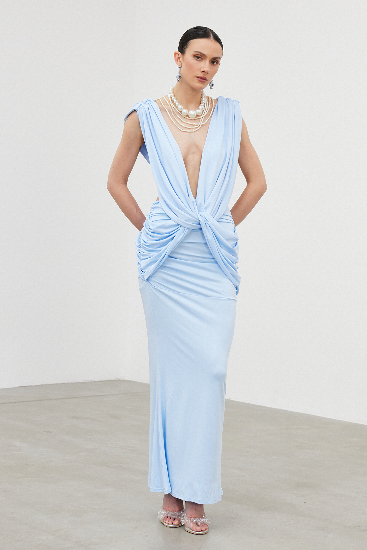 Flavian Plunge Twist Maxi Dress